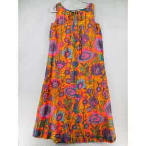 Vtg 60s 70s Maxi Dress Women L Elverhoj Couture Floral Muumuu Virgin Islands USA